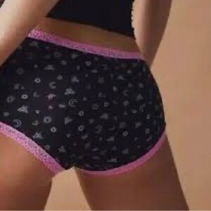 Free People Black and Pink Lace Trim Shorts